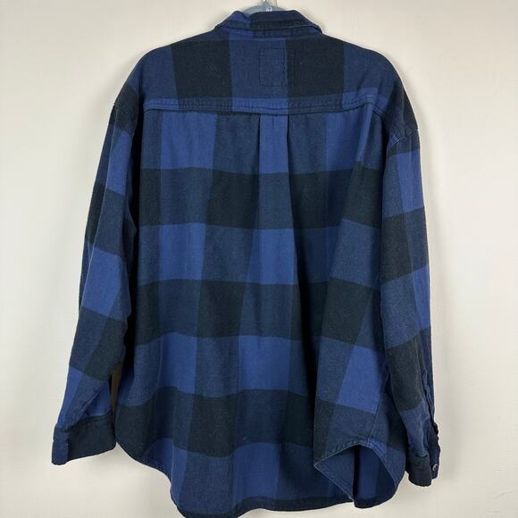 Aerie Oversized Plaid Flannel Shirt Womens XL Blue Black Button Up Cozy Granola - Picture 5 of 10